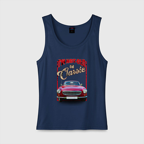 Женская майка Классика автомобиль Volvo P1800 / Тёмно-синий – фото 1