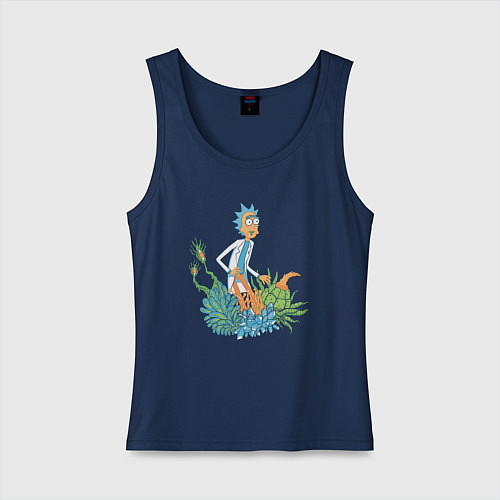 Женская майка Rick Sanchez in space grass / Тёмно-синий – фото 1