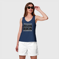 Майка женская хлопок Run Brooklyn Nets, цвет: тёмно-синий — фото 2