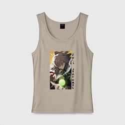 Майка женская хлопок Взгляд Цзин Юаня, цвет: миндальный