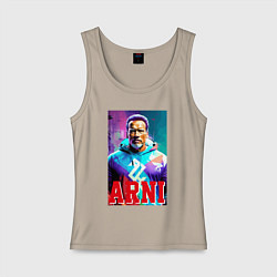 Майка женская хлопок Super Arnold Schwarzenegger - Arni ai pop art, цвет: миндальный