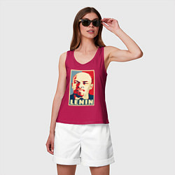 Майка женская хлопок Lenin, цвет: маджента — фото 2