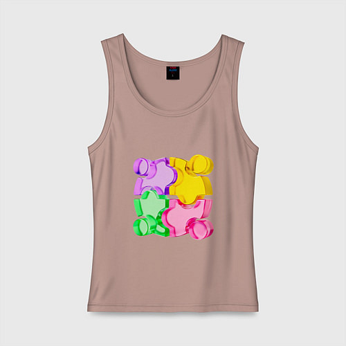 Женская майка 3D пазл / Пыльно-розовый – фото 1