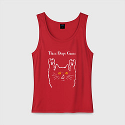 Майка женская хлопок Three Days Grace rock cat, цвет: красный