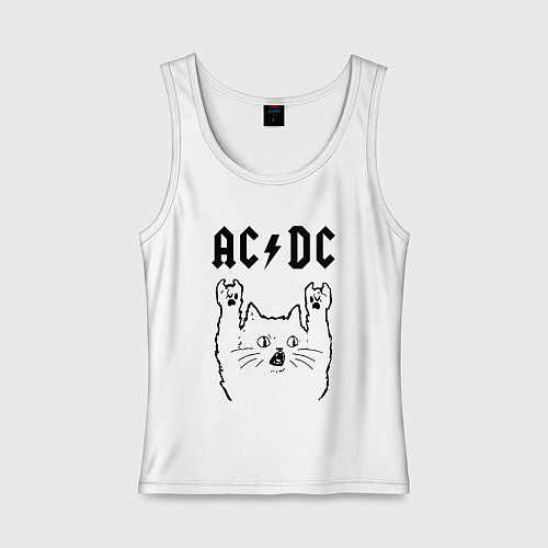 Женская майка AC DC - rock cat / Белый – фото 1