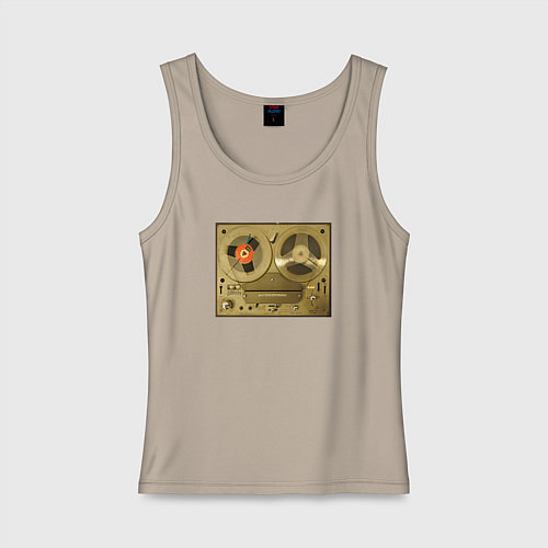 Женская майка Ретро магнитофон / Миндальный – фото 1