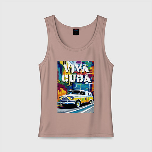 Женская майка Viva Cuba - car - retro / Пыльно-розовый – фото 1