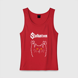 Майка женская хлопок Sabaton rock cat, цвет: красный