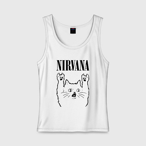 Женская майка Nirvana - rock cat / Белый – фото 1
