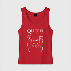 Майка женская хлопок Queen rock cat, цвет: красный