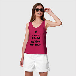 Майка женская хлопок Keep calm and dance hip hop, цвет: маджента — фото 2