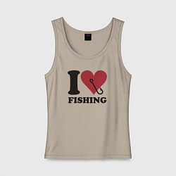 Женская майка I love fishing