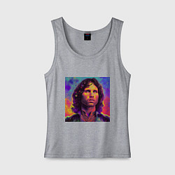 Майка женская хлопок Jim Morrison Strange colors Art, цвет: меланж