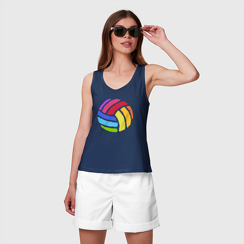 Женская майка Rainbow volleyball / Тёмно-синий – фото 3