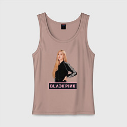 Майка женская хлопок Блэкпинк Роза, цвет: пыльно-розовый