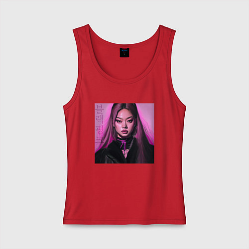 Женская майка Blackpink Jennie аниме рисунок / Красный – фото 1