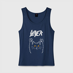 Майка женская хлопок Slayer rock cat, цвет: тёмно-синий
