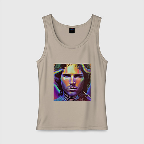 Женская майка Jim Morrison neon portrait art / Миндальный – фото 1