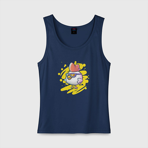 Женская майка Chicken with glasses - Chicken Gun / Тёмно-синий – фото 1