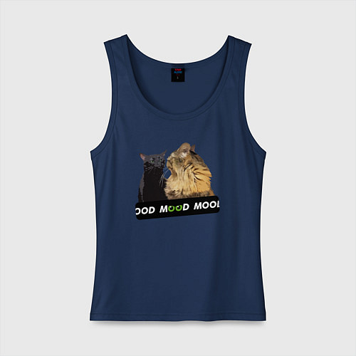 Женская майка Черный и рыжий кот - Mood / Тёмно-синий – фото 1