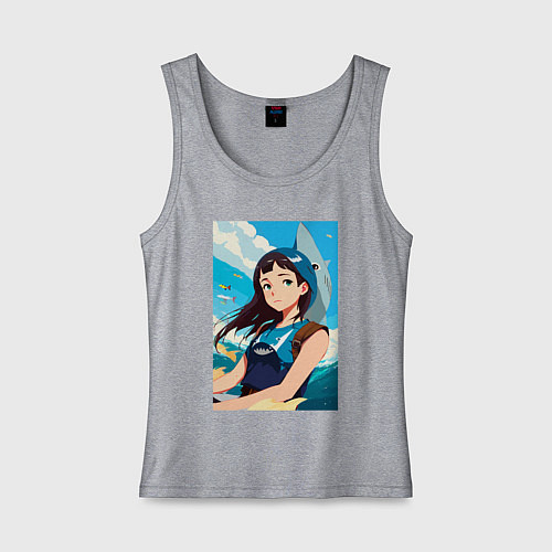 Женская майка Девочка и океан / Меланж – фото 1