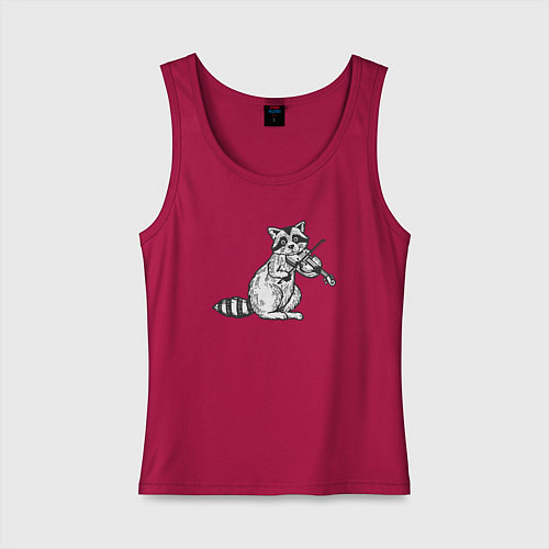 Женская майка Енотик скрипач / Маджента – фото 1