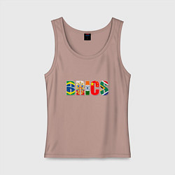 Майка женская хлопок Надпись: BRICS, цвет: пыльно-розовый