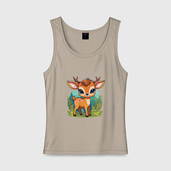 Женская майка Олененок Бэмби на лужайке