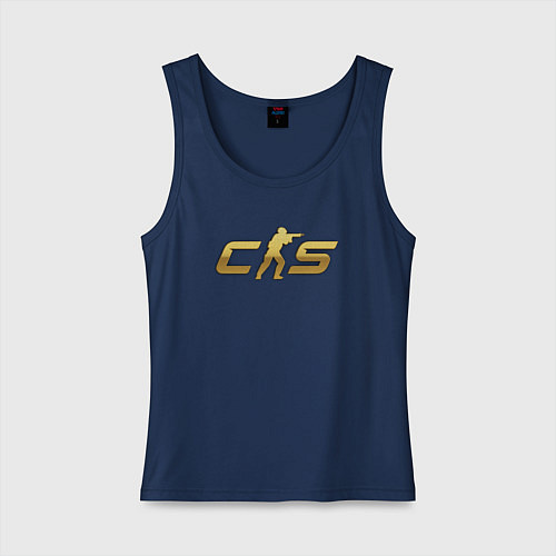 Женская майка CS 2 gold logo / Тёмно-синий – фото 1
