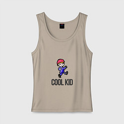 Майка женская хлопок Cool kid, цвет: миндальный