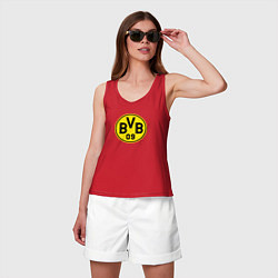 Майка женская хлопок Borussia fc sport, цвет: красный — фото 2