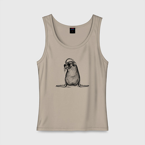 Женская майка Морский котик DJ / Миндальный – фото 1