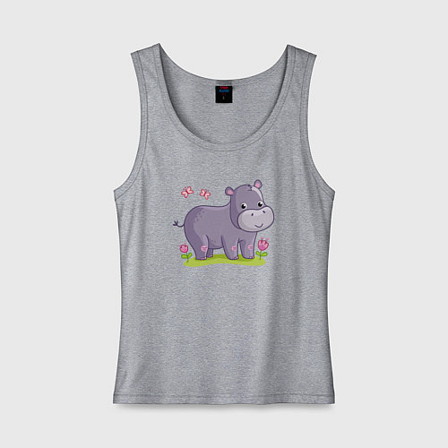 Женская майка Милый бегемотик / Меланж – фото 1