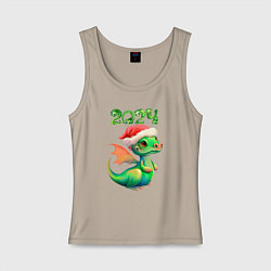 Майка женская хлопок Дракончик 2024, цвет: миндальный