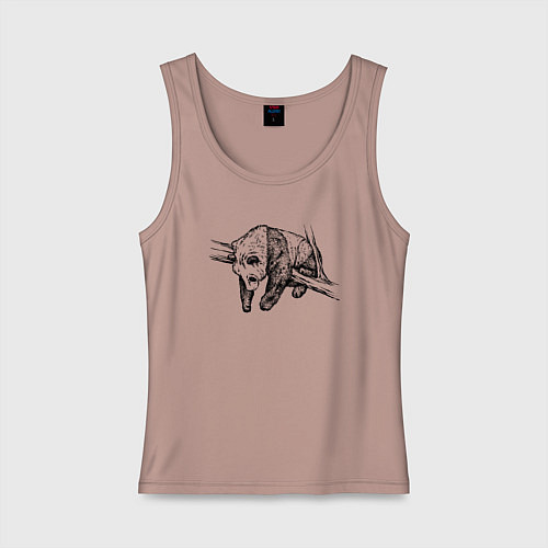 Женская майка Панда висит на ветках / Пыльно-розовый – фото 1