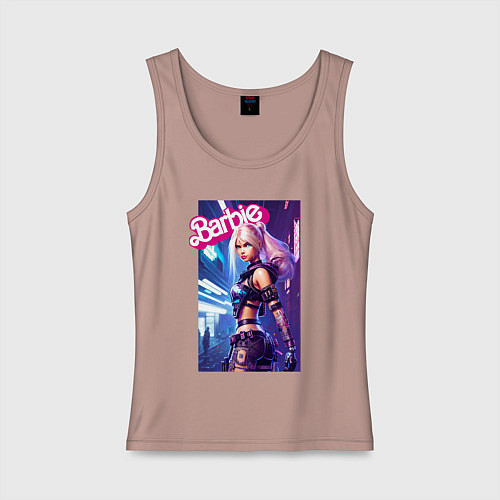 Женская майка Barbie doll - cyberpunk - ai art / Пыльно-розовый – фото 1