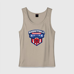 Майка женская хлопок Баскетбольный чемпионат, цвет: миндальный