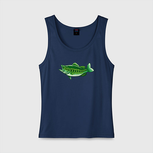Женская майка Зелёная рыбка / Тёмно-синий – фото 1