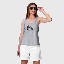 Майка женская хлопок Ежик и кактус, цвет: меланж — фото 2