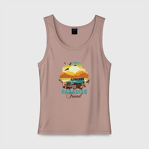 Женская майка Красивый закат и джип / Пыльно-розовый – фото 1