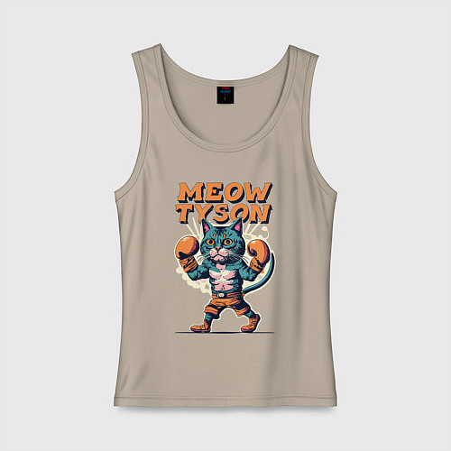 Женская майка Мяу Тайсон - кот боксер / Миндальный – фото 1