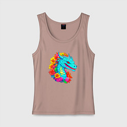 Женская майка Дракон в цветах