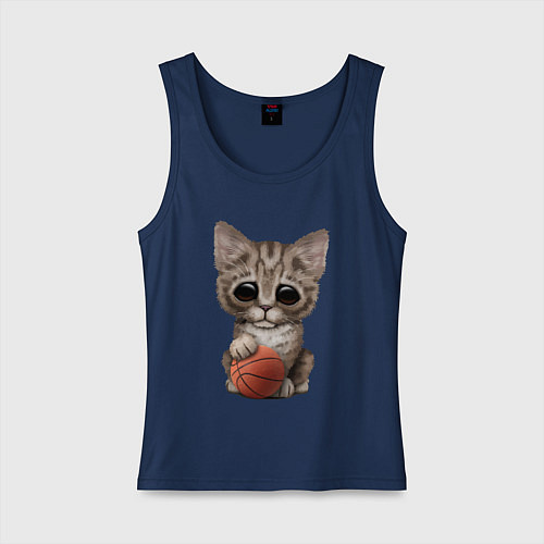 Женская майка Котик баскетболист / Тёмно-синий – фото 1