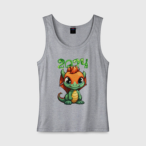 Женская майка Дракончик волшебный дружок 2024 / Меланж – фото 1