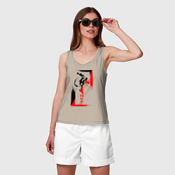 Майка женская хлопок Боевые искуства black and red, цвет: миндальный — фото 2