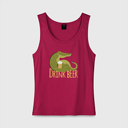 Женская майка Крокодил пьёт пиво