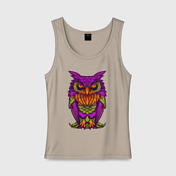 Майка женская хлопок Purple owl, цвет: миндальный