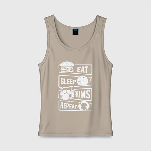 Женская майка Еда сон барабаны / Миндальный – фото 1