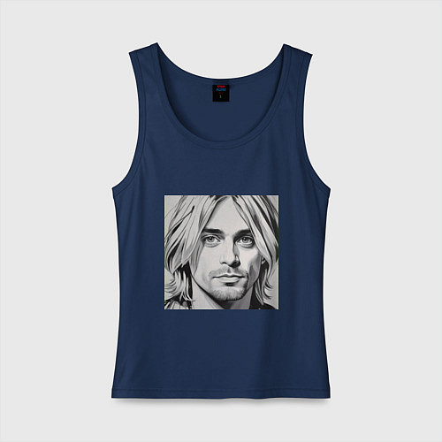 Женская майка Портрет Кобейн / Тёмно-синий – фото 1