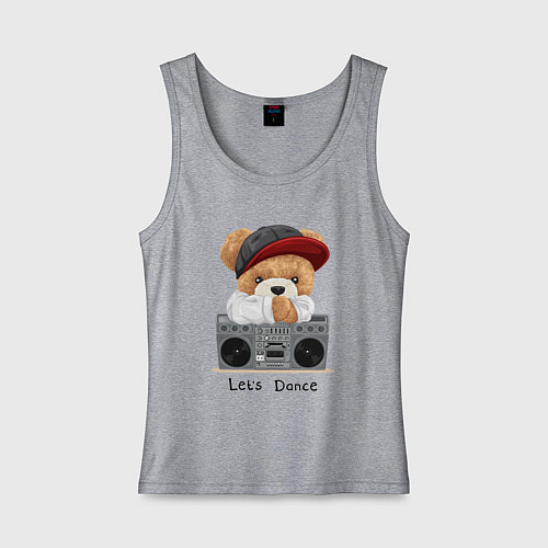 Женская майка Плюшевый медвежонок меломан / Меланж – фото 1